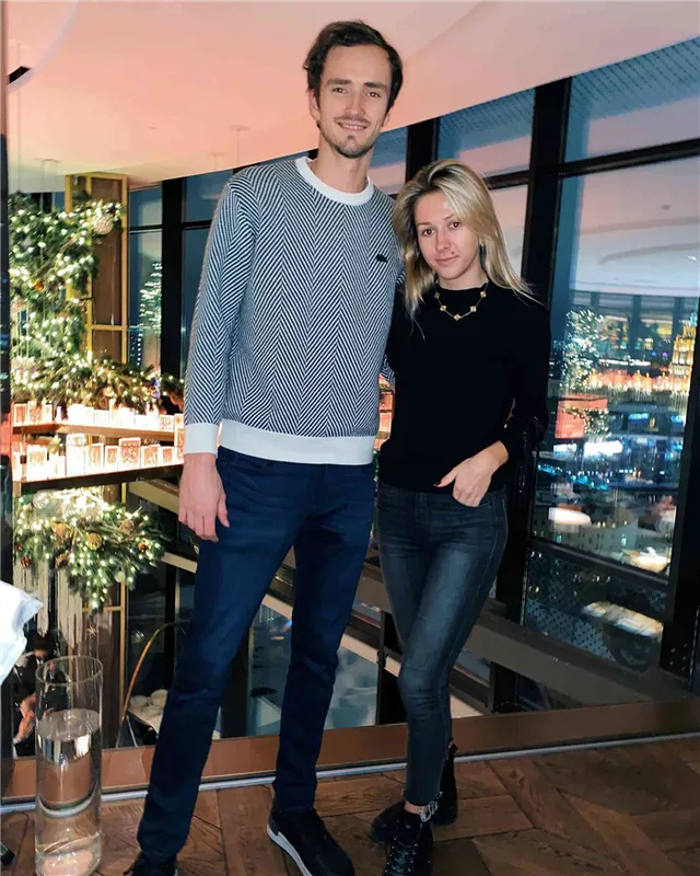 Daniil Medvedev with his wife, Daria 